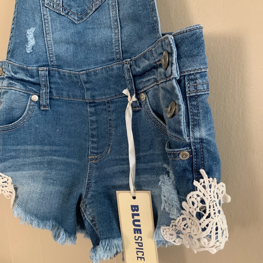 🚩SOLD🚩 Boho Distressed Shorts Overalls - Picture 2 of 7